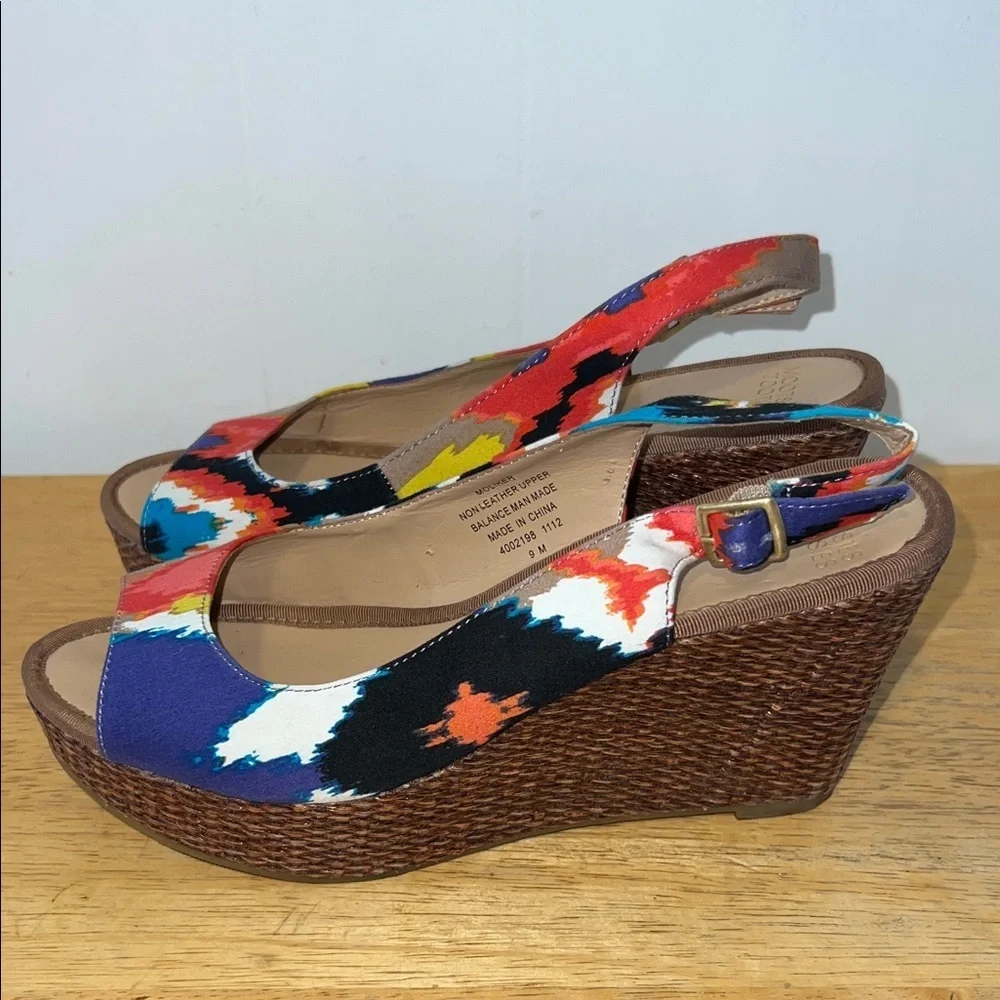 Mootsies Tootsies Moloker Multicolor Wedge Sandals 031026 Size 9M